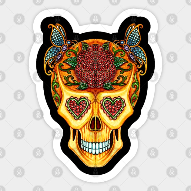 Sugarskull in love set with gems day of the dead. Sticker by Jiewsurreal